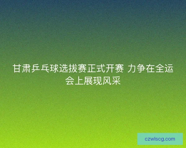 甘肃乒乓球选拔赛正式开赛 力争在全运会上展现风采