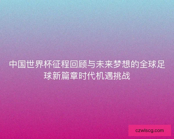 中国世界杯征程回顾与未来梦想的全球足球新篇章时代机遇挑战