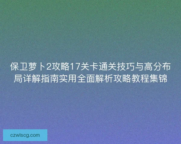 保卫萝卜2攻略17关卡通关技巧与高分布局详解指南实用全面解析攻略教程集锦 保卫萝卜2攻略17关卡通关技巧与高分布局详解指南实用全面解析攻略教程集锦